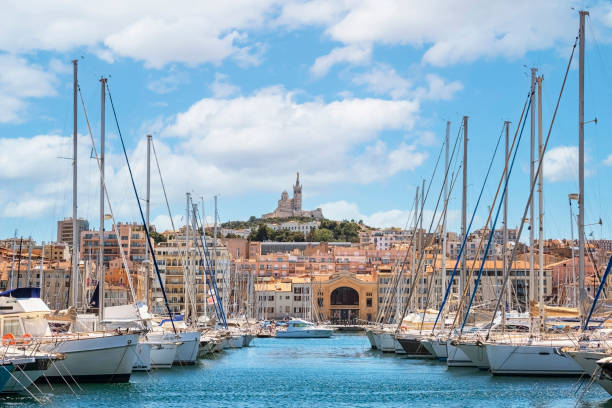Dock with boats in Marseille, France on a sunny day