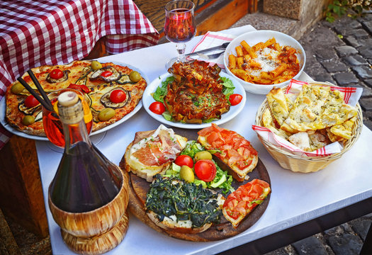 Assortment of street food in Sicily, Italy