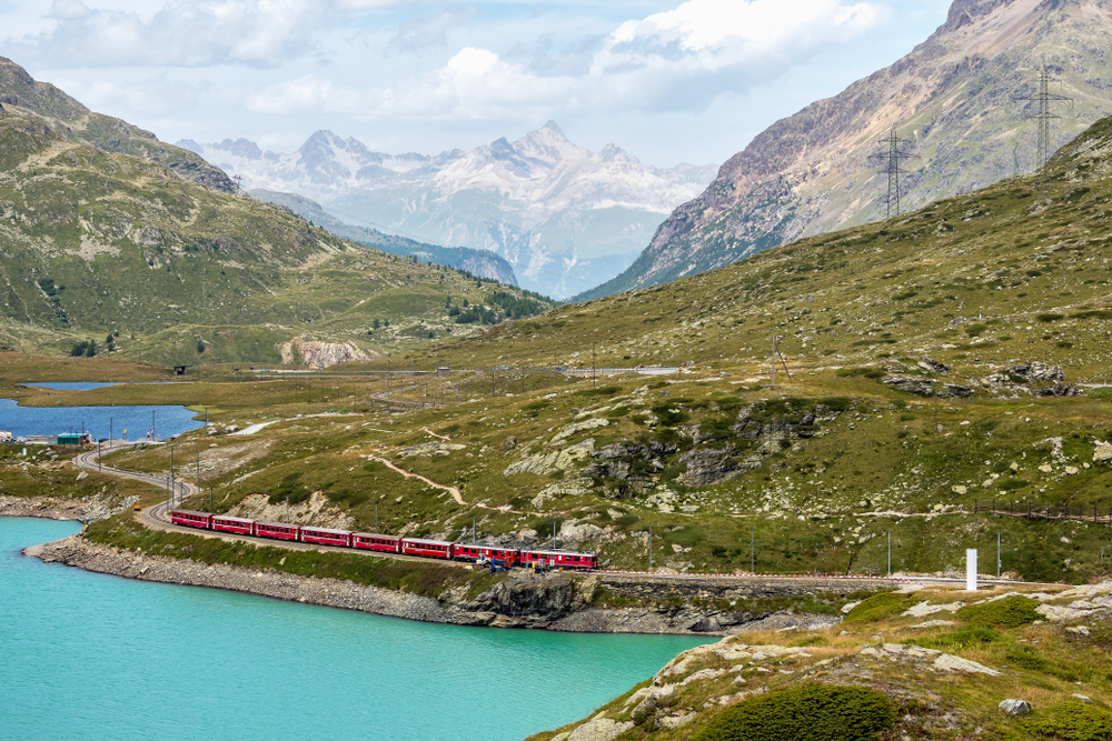 mountain landscape of the Bernina mountain range in Italy