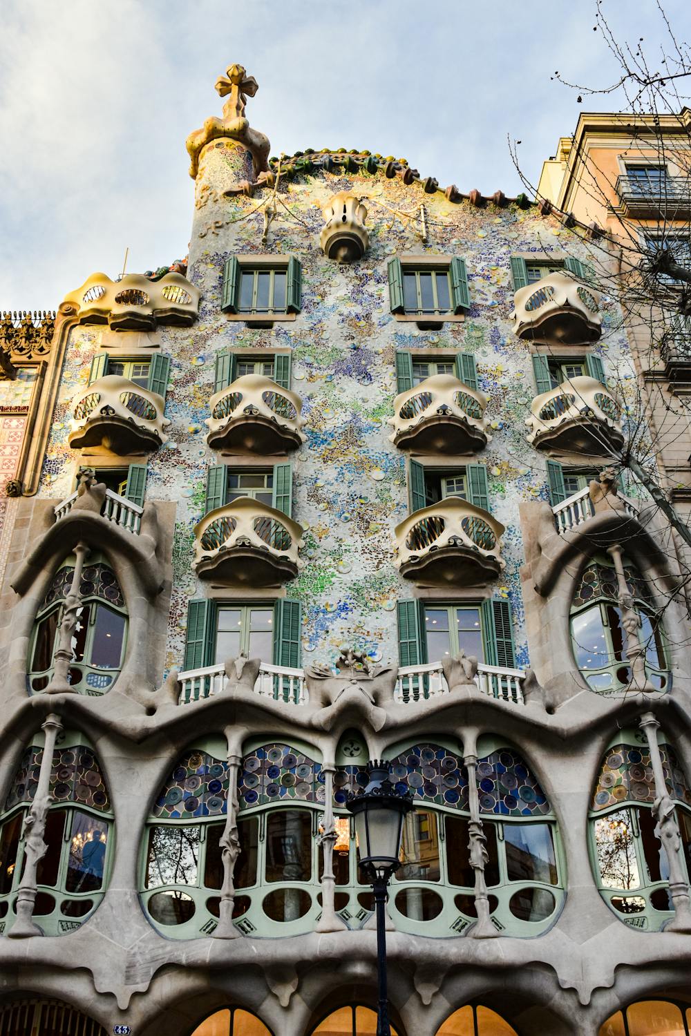 Low angle view of Casa Batllo in Barcelona, Spain
