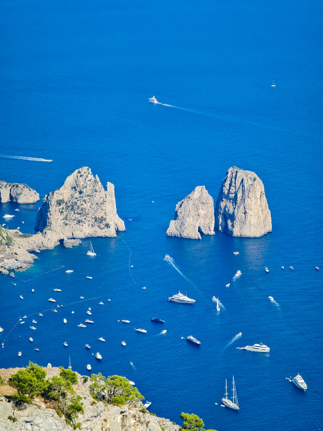 Stunning Aerial View of Faraglioni Rocks in Capri