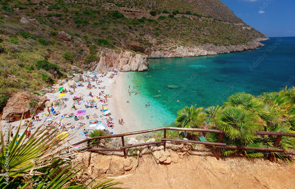 Beach in Natural Riserve of Zingaro, Trapani, Sicily, Italy. 