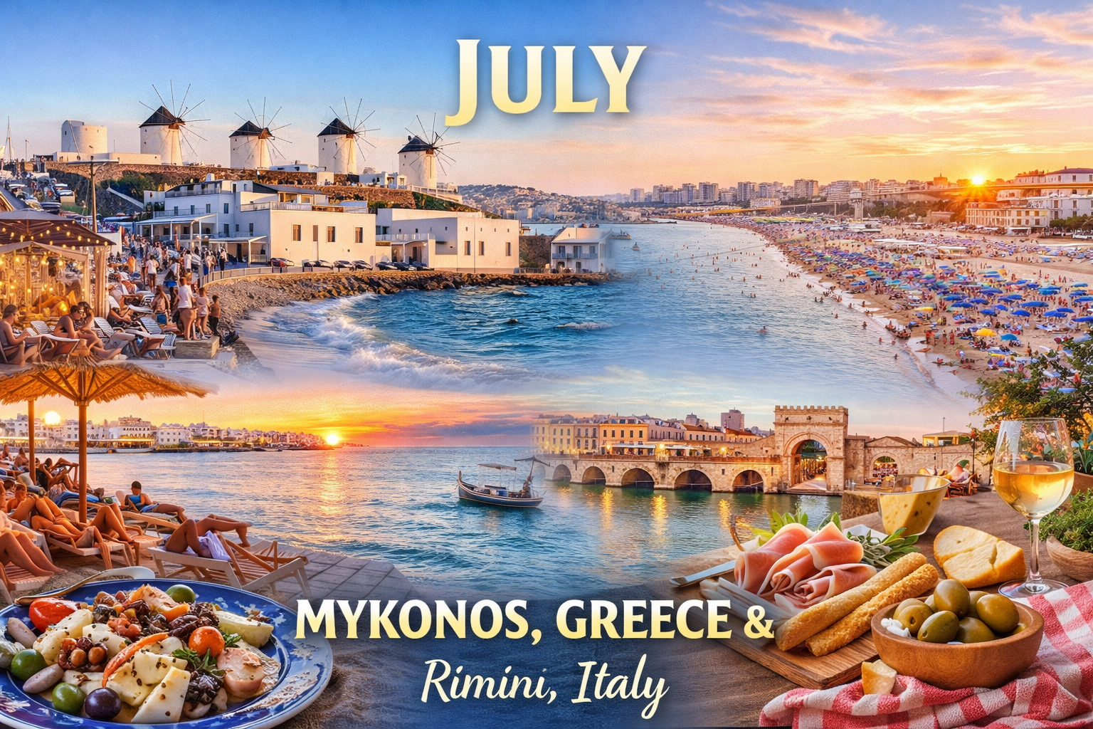 The bright blue sea of Mykonos, Greece