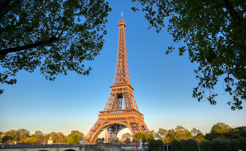 The Eiffel Tower beside the Seine in Paris
