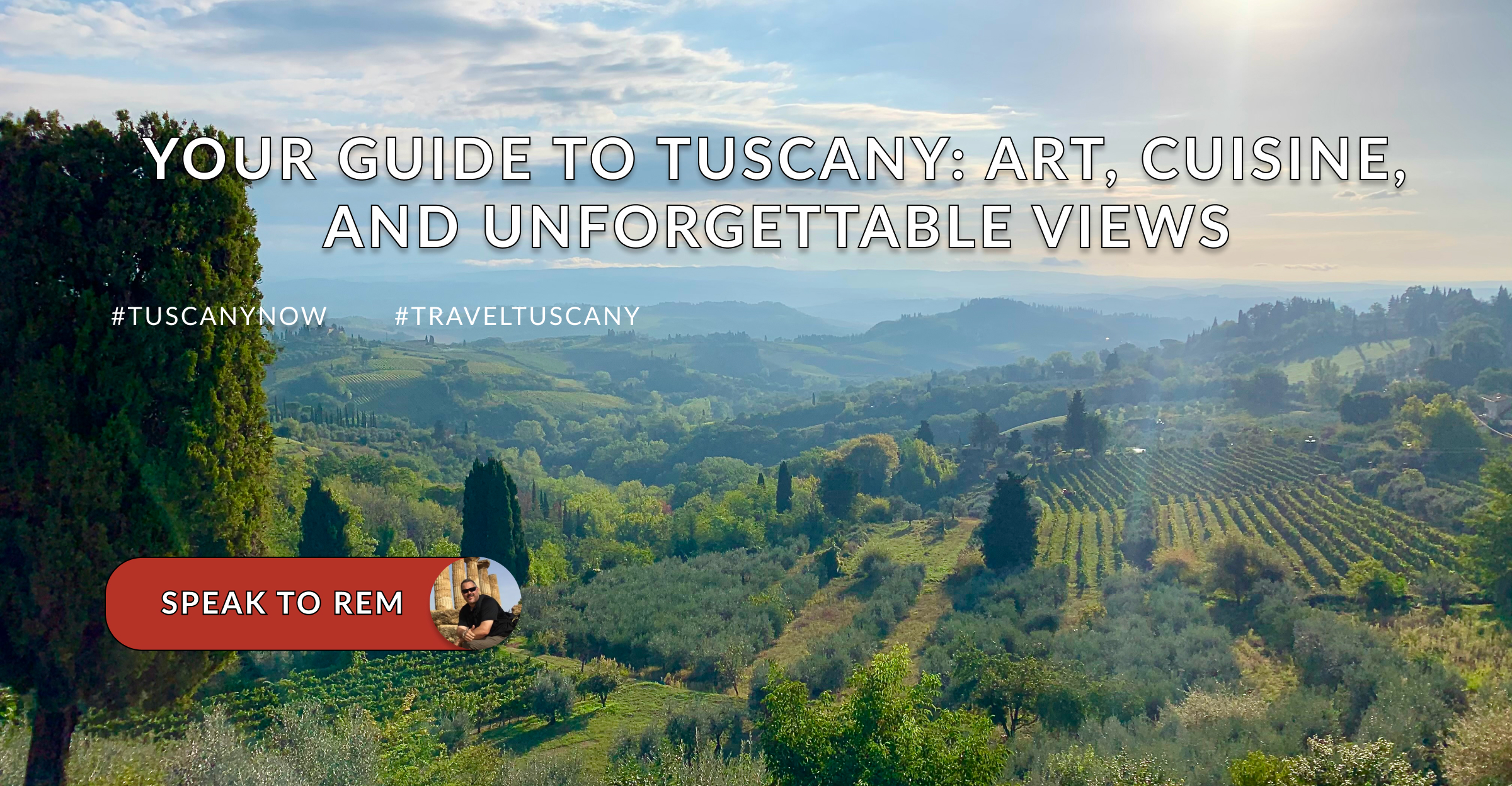 Italy landscape with lake and statue with blue sky and sun ray