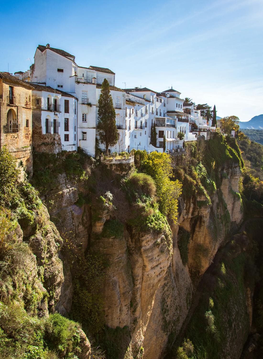 White houses on cliff in Ronda, Spain