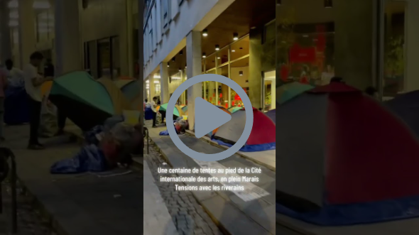 Campement géant devant la Cité internationale des arts: 150 mètres de long