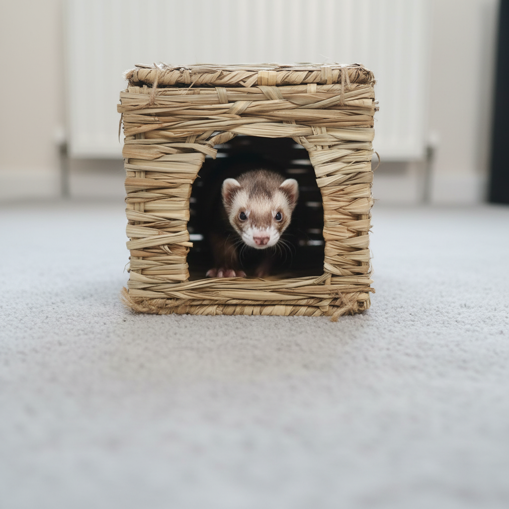 Customer ferret photo with WILD BITS house
