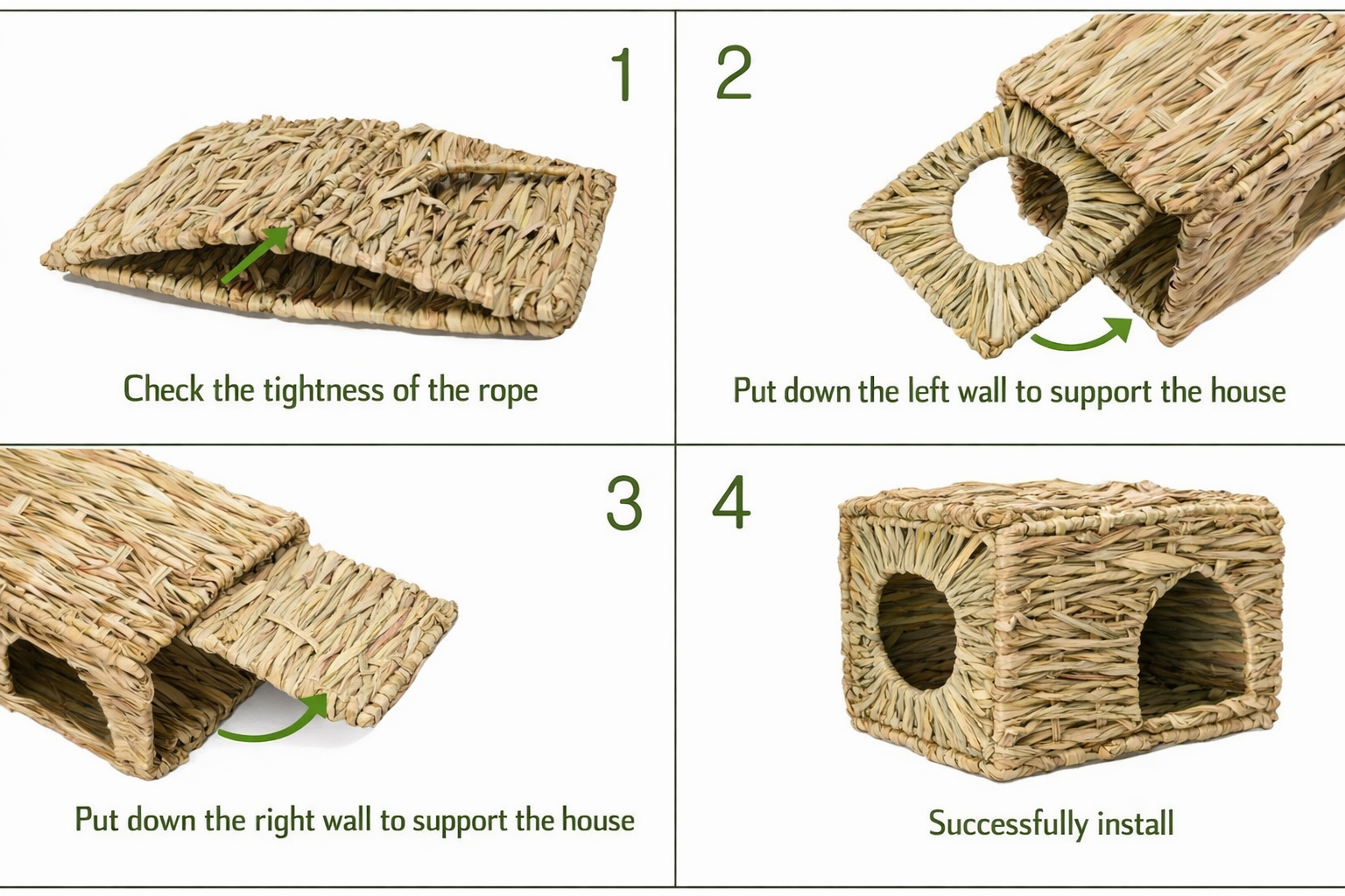 4-step assembly graphic for WILD BITS house