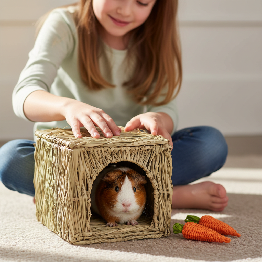 WILD BITS seagrass hideaway with guinea pig