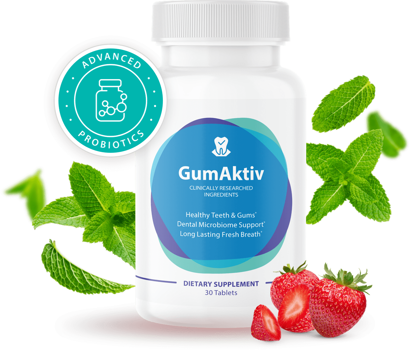 GumAktiv Advanced Probiotics 1 Bottle & Ingredients