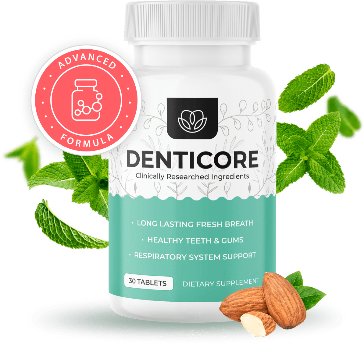 DentiCore24 Advanced Formula. 1 Bottle & Ingredients.