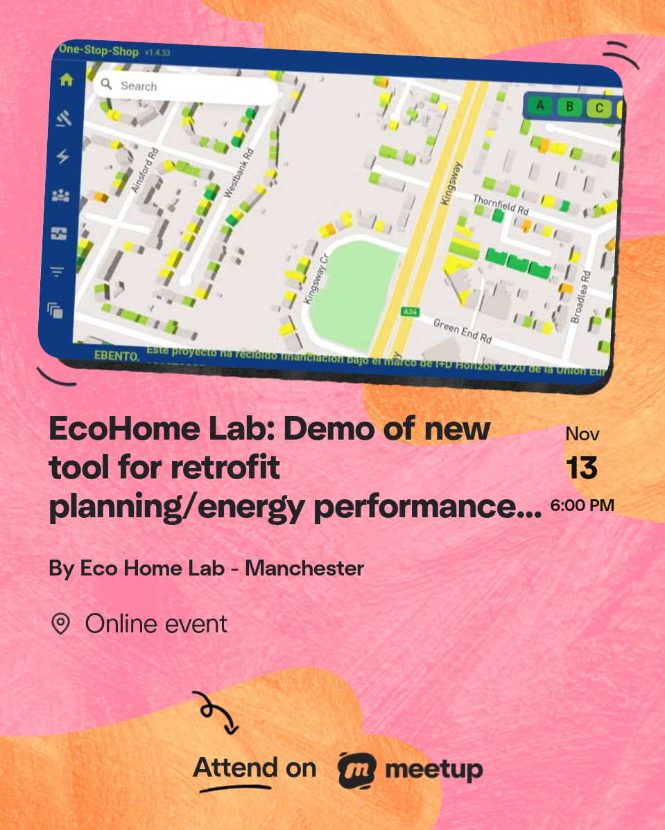 A flyer with an image of a digital map for the upcoming EcoHome Lab