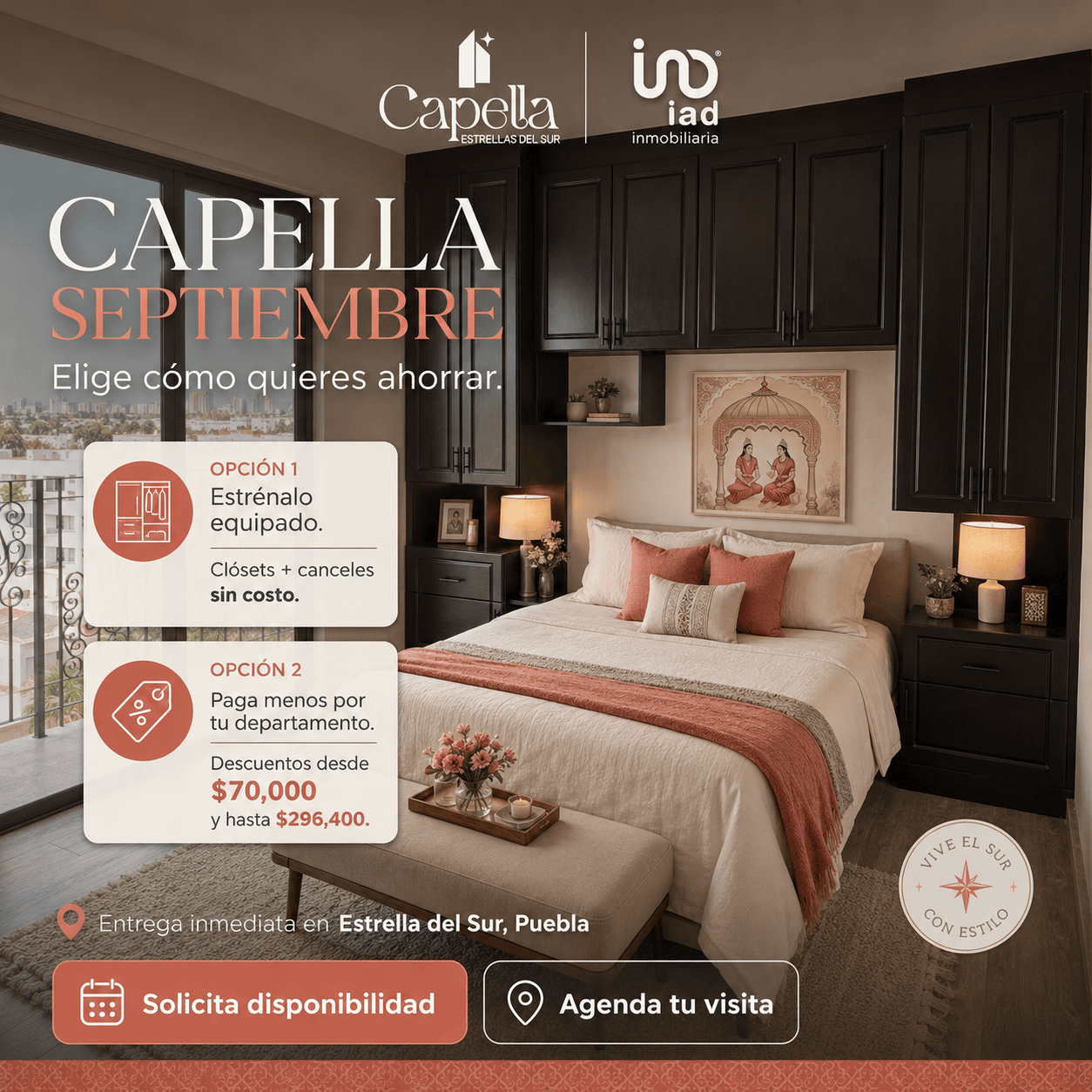 Promoción de septiembre 2026 en Torre Capella: equipamiento incluido o descuento de hasta $296,400