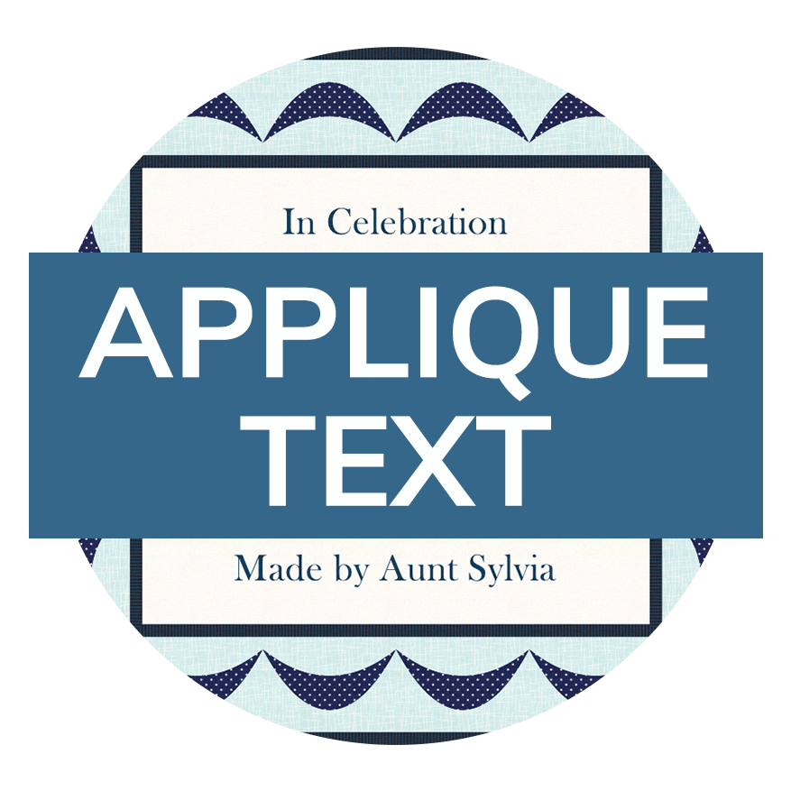 A photo of quilt with the text “Applique Text“