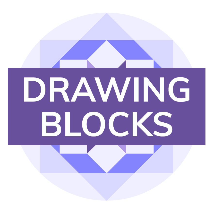 A photo of a purple block with the text “Drawing Blocks“
