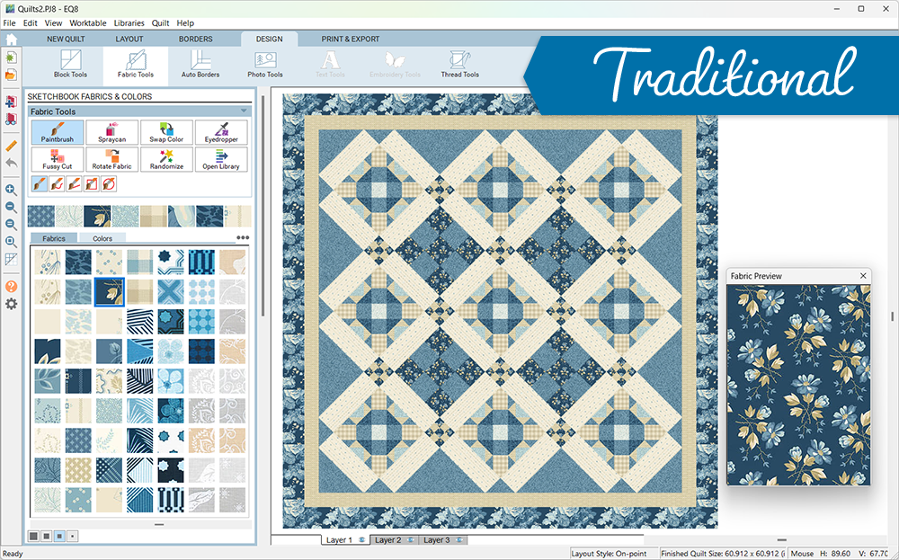 Design traditional quilts in EQ8!