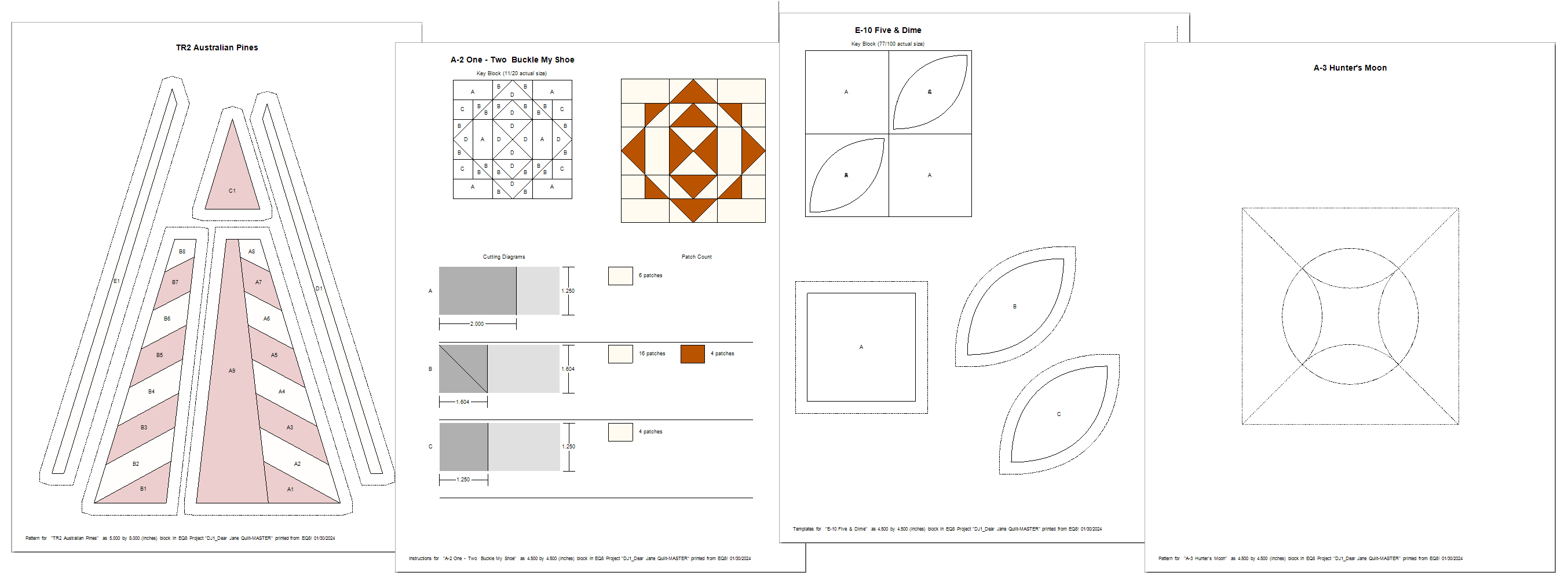 Print What You Need to Sew  Print your own Dear Jane blocks in any size as templates, foundation patterns, or rotary-cutting charts. You can even print the blocks just as they appear in the Dear Jane book! 