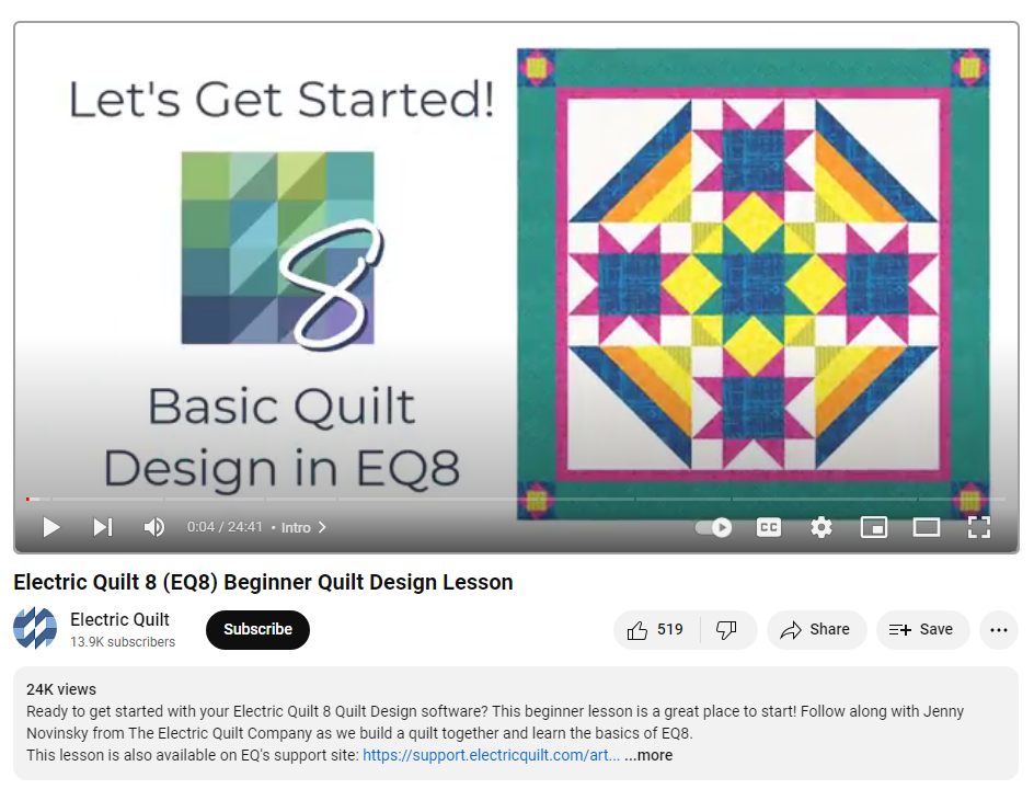 Electric Quilt YouTube Channel