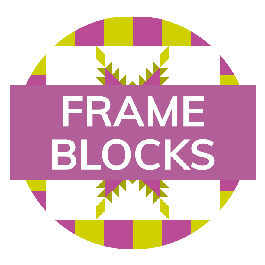 A photo of a quilt block with the text “Frame Blocks“