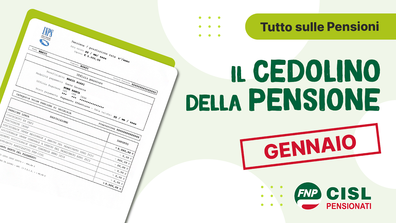 Cedolino pensione di gennaio 2026, le informazioni utili