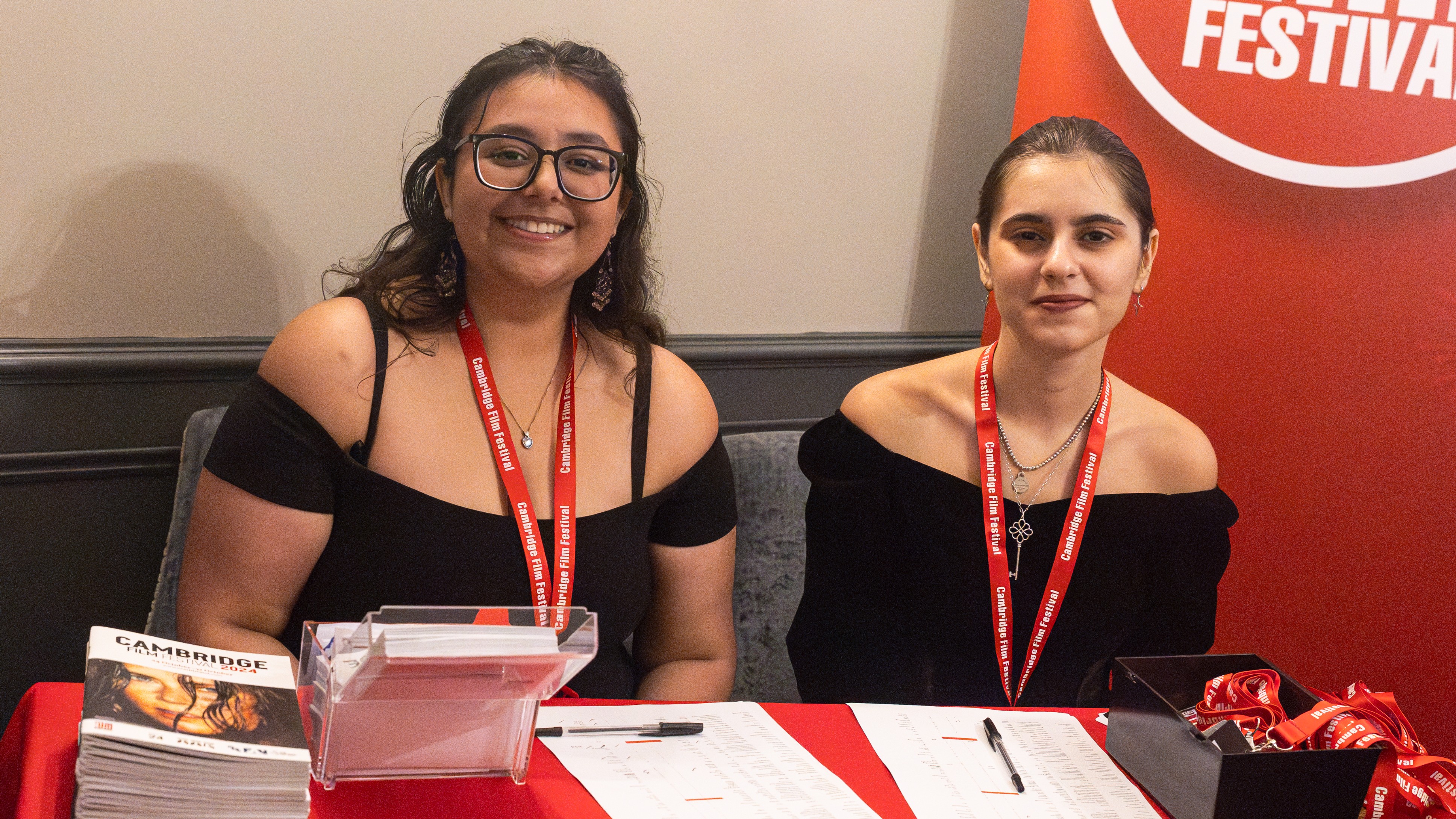 two smiling volunteers at cambridge film festival 