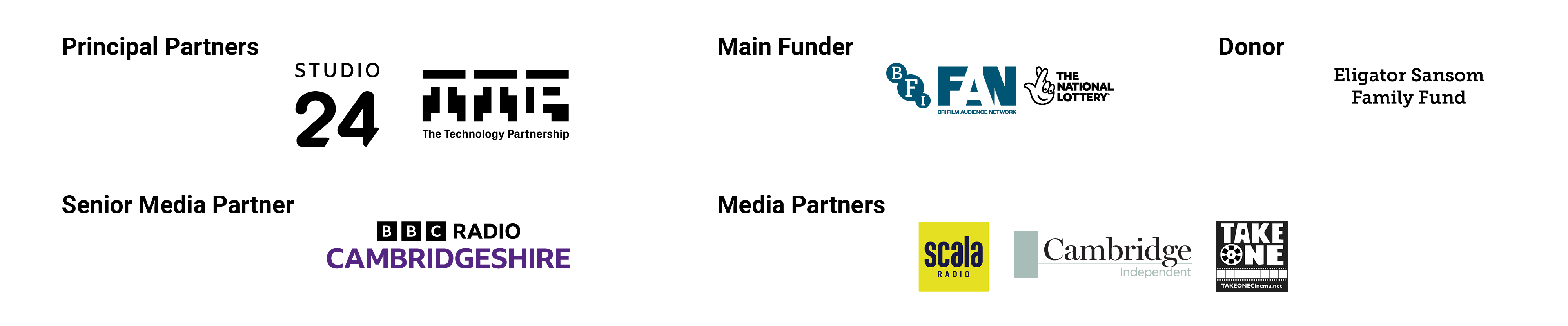 Logos of Cambridge Film Festival partners