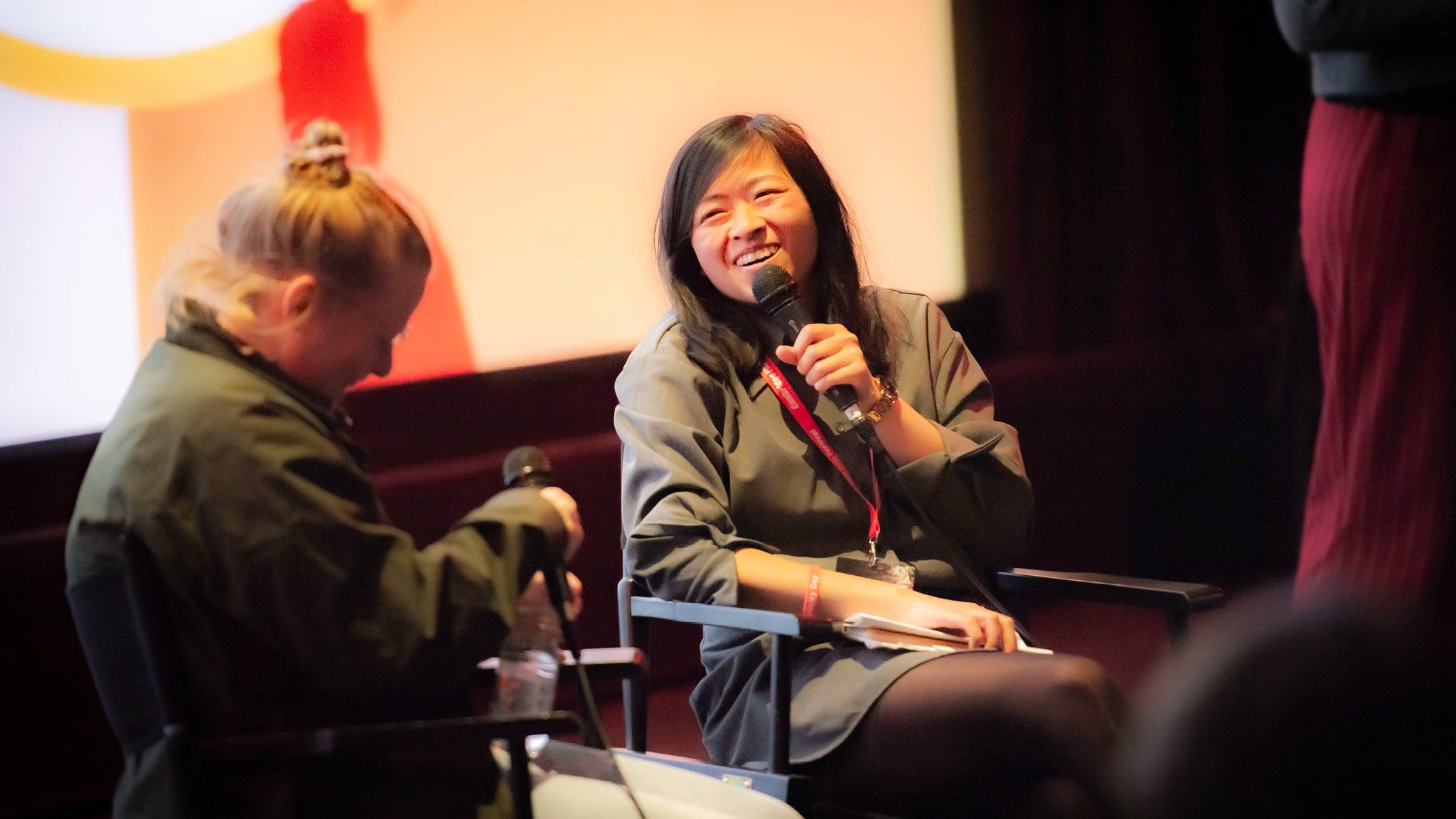smiling interviewer at cambridge film festival 