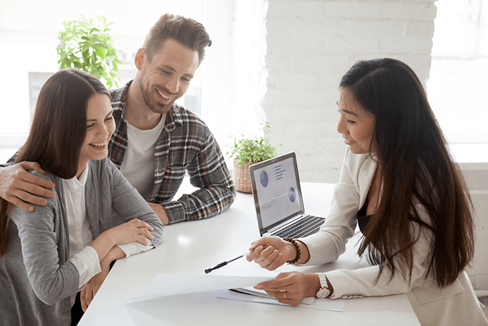 Couple with mortgage advisor