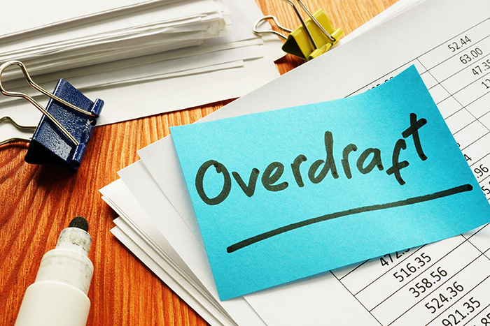 Overdraft written on a note