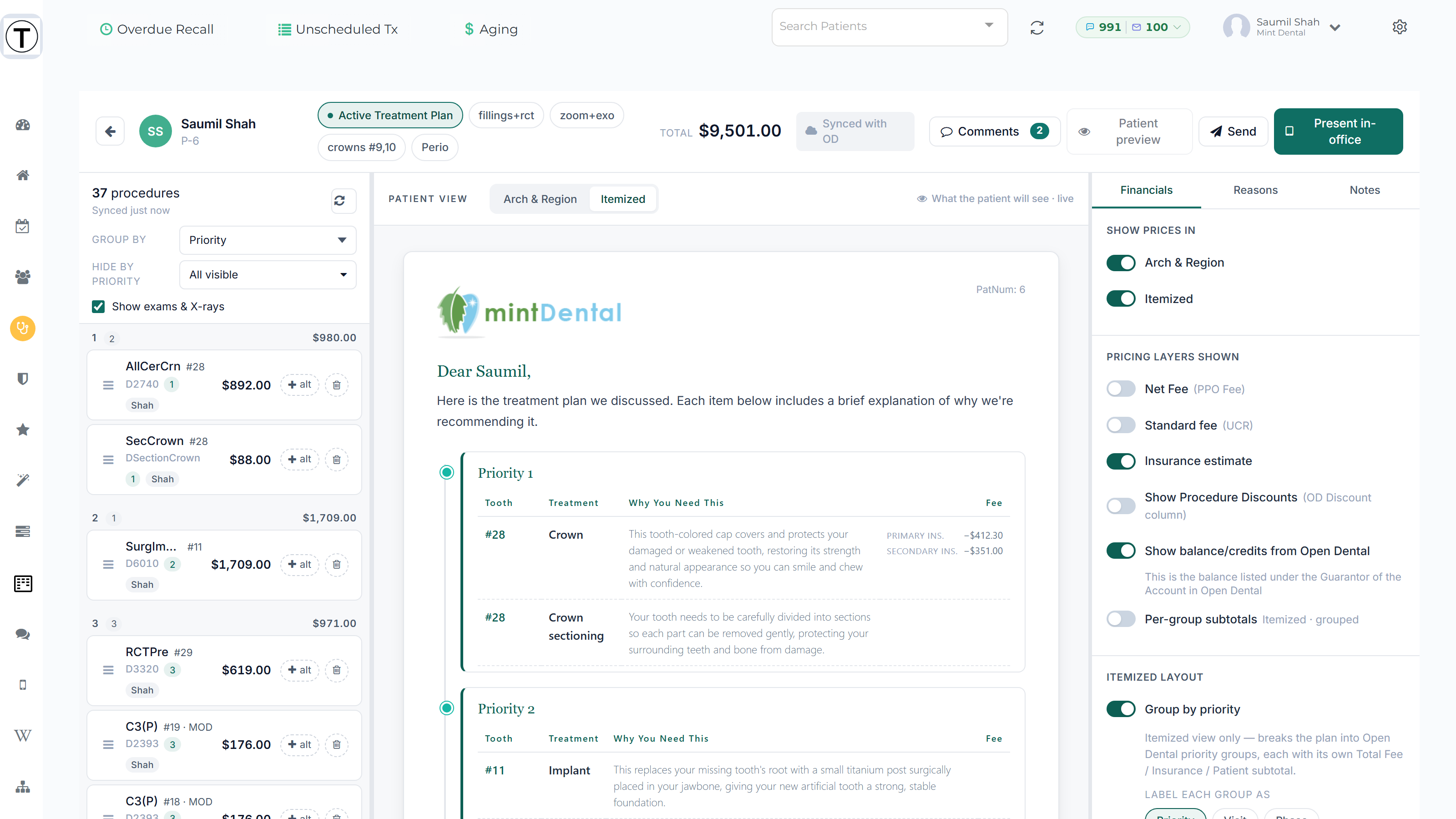 Open Dental Treatment Plan Builder