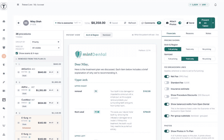 Open Dental Treatment Plan Builder